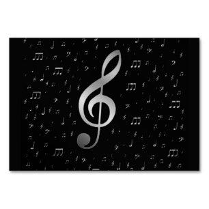 silberne Musiknoten Tischnummer