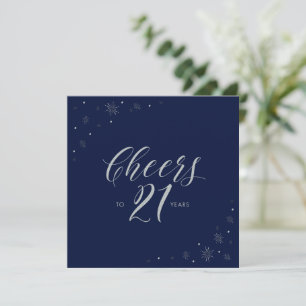 Silberne Navy-Blau Cheers 21. Geburtstagsfeier Qua Einladung