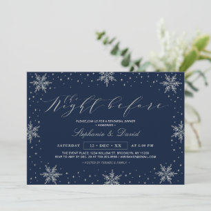 Silberne & Navy Winter-Schnee-Probeessen-Party Einladung