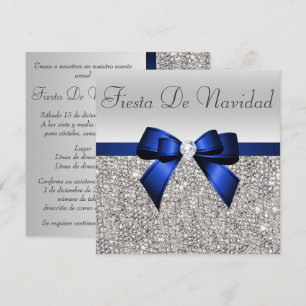 Silberne Pailletten-Weihnachtsfeier Blaue Diamant- Einladung