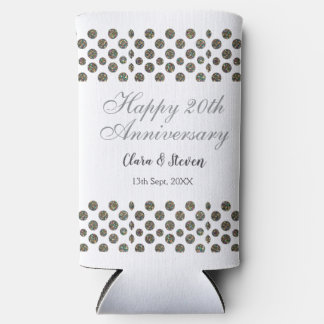 SILBERNE Punkte glitzern glücklich 20. Hochzeitsta Selters Dosenkühler