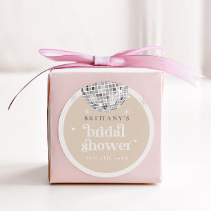 Silberne Retro-Disco-Groovy-Brautbad  Runder Aufkleber