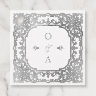 Silberne romantische verzierte Hochzeit Geschenkanhänger