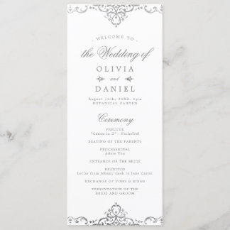 Silberne romantische verzierte Hochzeit Programm