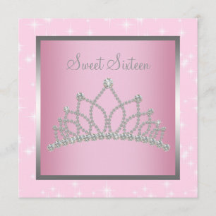 Silberne rosa funkelnde Sweet Sixteen Geburtstagsf Einladung
