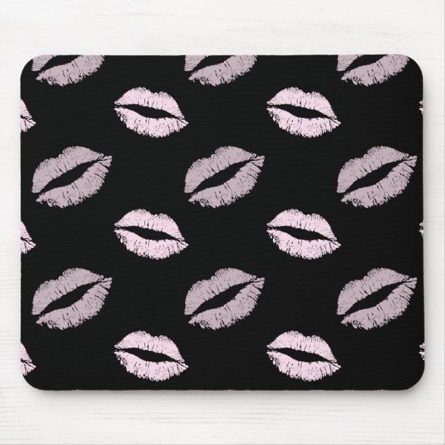 Silberne rosa Küsse Mousepad (Vorne)