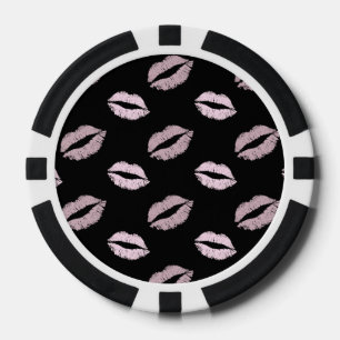 Silberne rosa Küsse Pokerchips