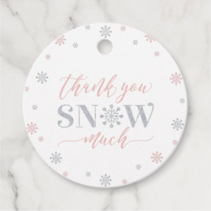 Silberne & rosa Winter Wonderland Party Danke Geschenkanhänger