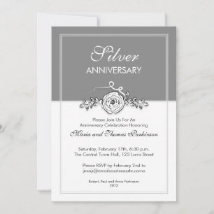 silberne Rose 25. Hochzeitstag Einladung