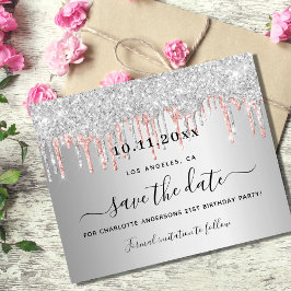 Silberne Rose Glitzer Haushalt Save the Date Flyer