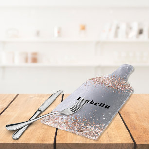 Silberne Rose Gold Glitzer Glitzern Name Schneidebrett