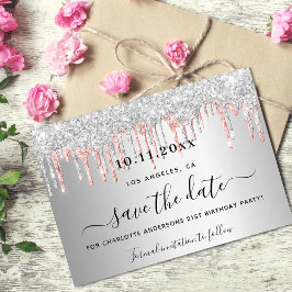 Silberne Rose Gold Glitzer Tropfen Save The Date