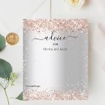 Silberne Rose Gold Hochzeitsratgeber<br><div class="desc">Ein Imitat silber aussehender Hintergrund. Dekoriert mit Rose Gold Konfetti. Personalisieren Sie Ihre Namen und fügen Sie sie hinzu. 1 Blatt = 1 Empfehlungskarte,  die an der Kante gedruckt wird.</div>