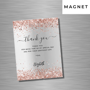 Silberne Rose Gold Magnetkarte danke Magneteinladung