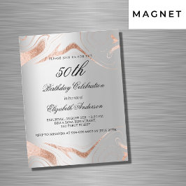 Silberne Rose Goldmarmor Magneteinladung