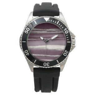 Silberne Rosen-lila abstrakter Druck Armbanduhr