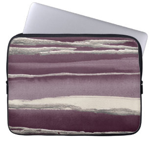 Silberne Rosen-lila abstrakter Druck Laptopschutzhülle