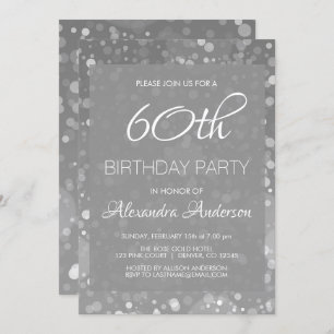 Silberne Schein-Glitzer-Licht-60. Einladung