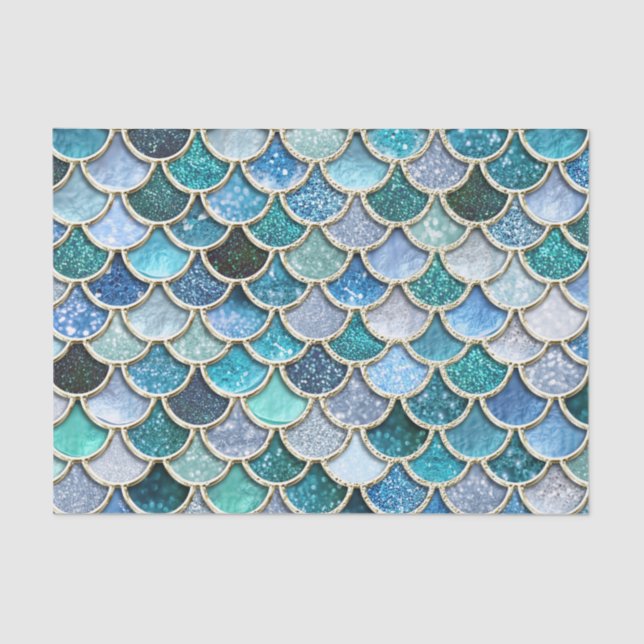 Silberne Schein-Glitzer-Meerjungfrau-Skalen Seidenpapier (Vorderseite)