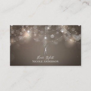 Silberne Schere Taupe Glanz Chic Friseur Visitenkarte