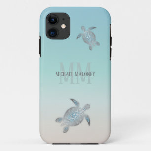Silberne Schildkröten Initialen Ihr Name Case-Mate iPhone Hülle