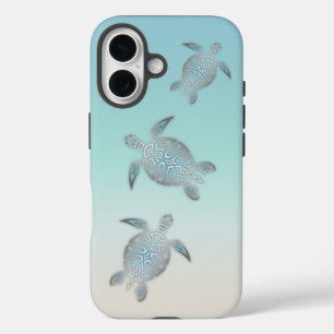 Silberne Schildkröten Strand Stil Türkis Küstensti iPhone 16 Hülle