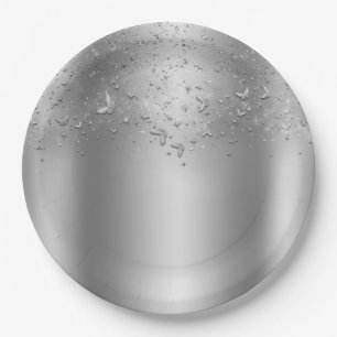 Silberne Schimmer-Schmetterling Sweet 16 Party Pappteller