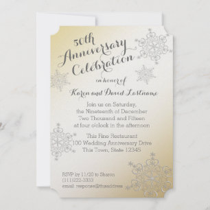 Silberne Schneeflocke Golden 50. Hochzeitstag Einladung