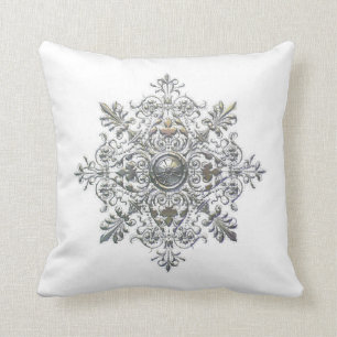 Silberne Schneeflocke Kissen