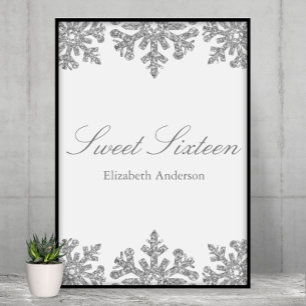 Silberne Schneeflocke Winter Sweet 16 Poster