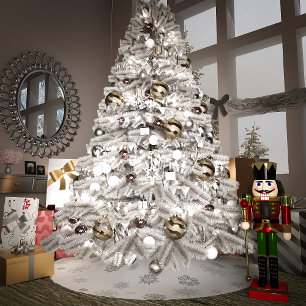 Silberne Schneeflocken Polyester Weihnachtsbaumdecke