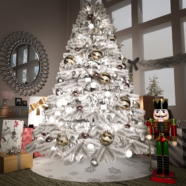 Silberne Schneeflocken Polyester Weihnachtsbaumdecke (Von Creator hochgeladen)