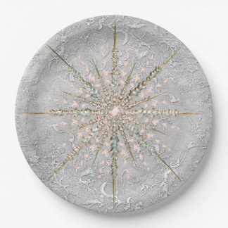 Silberne Schneeglöckchen rosa elegante Vintage-Win Pappteller