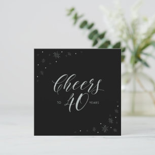 Silberne & schwarze Cheers 40. Geburtstagsfeier Ka Einladung