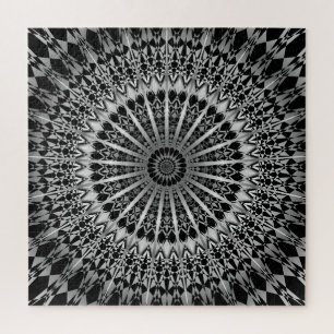 Silberne schwarze Mandala Puzzle