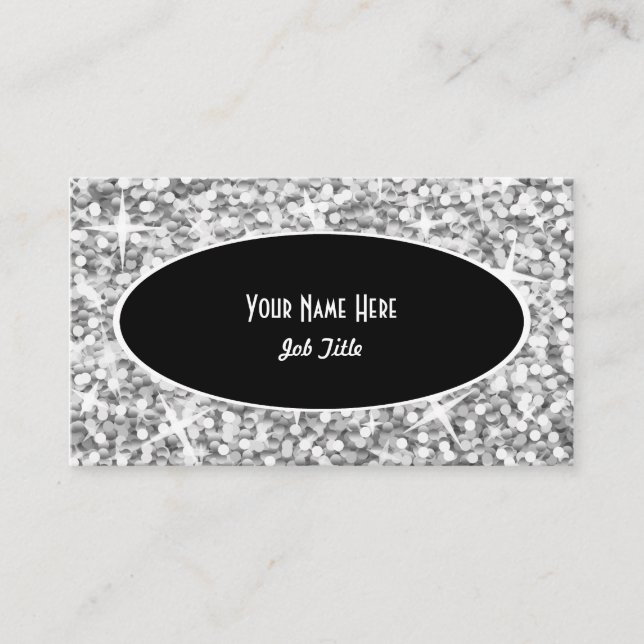 "Silberne" schwarze ovale Visitenkarteschablone Visitenkarte (Vorderseite)