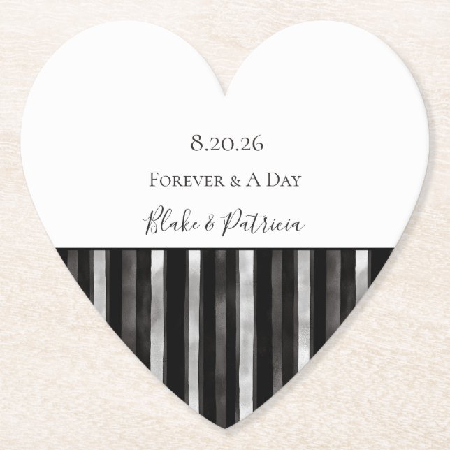 Silberne schwarze Streifen Hochzeit Untersetzer (Vorderseite)