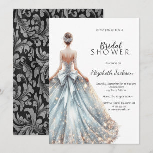 Silberne Schwünge, Mädchen Glitzer Brautkleid Brau Einladung