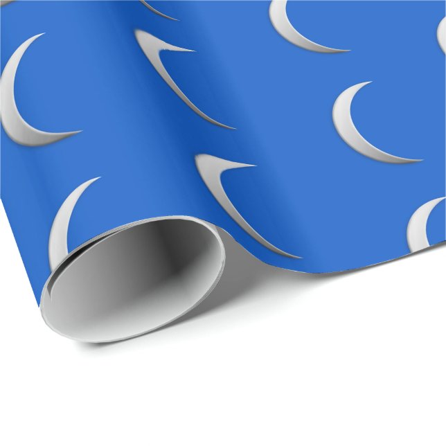 Silberne sichelförmige Monde - Geschenkpapier (Rolleneckpunkt)