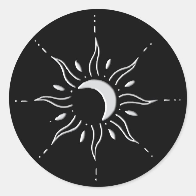 Silberne Sonne  Runder Aufkleber (Vorderseite)
