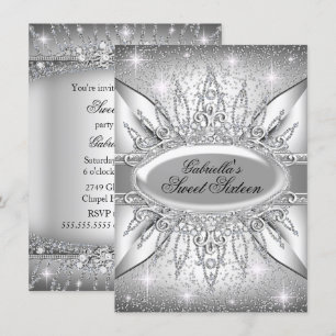 Silberne Sparkle-Diamant-Sweet-16-Einladung Einladung
