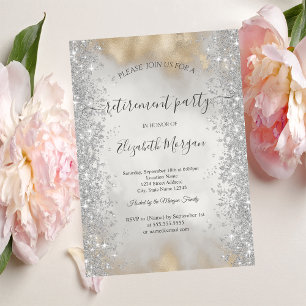 Silberne Sparkle-Diamanten Gold Glitter Ruhestand  Einladung