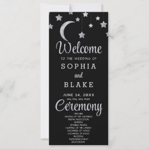 Silberne Sterne Halbmond Schwarzes Hochzeitsprogra