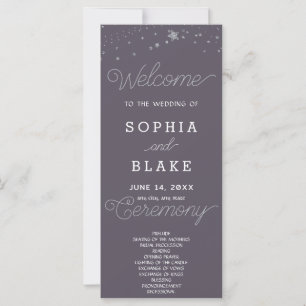 Silberne Sterne Himmelrauchgraues Hochzeitsprogram