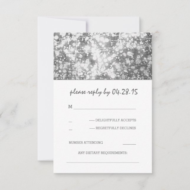 silberne Streichellichter Hochzeitskarten RSVP (Vorderseite)