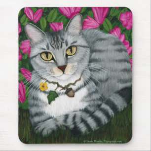 Silberne Tabby-Katzen-Garten-Katze Mousepad