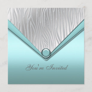 Silberne Teal Blau Party Einladung