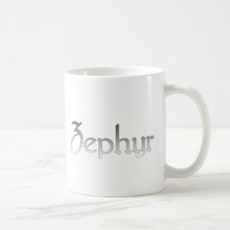 Silberne Text-Tasse des Zephyr Kaffeetasse