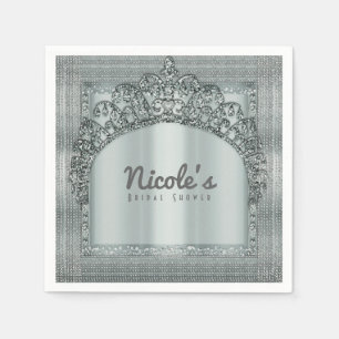 Silberne Tiara-Krone & Diamant-Bling-Party-Elegant Serviette
