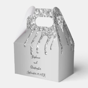 Silberne Tröpfchen Glitter Glitter Tropfen Hochzei Geschenkschachtel